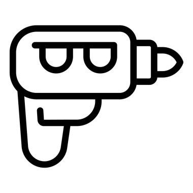 Basit siyah-beyaz çizgili bir elektrikli matkap çizimi, araç tasarımı için ideal