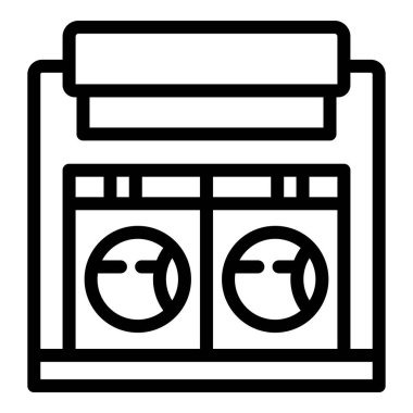 Ticari çamaşır makinelerinin simgesi, iş veya çamaşır servisi tasarımları için ideal