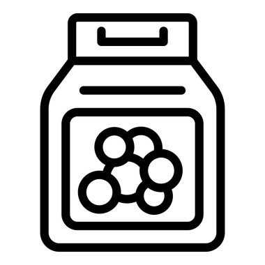 Simple black outline vector icon representing a sealed jar with visible preserved goods clipart