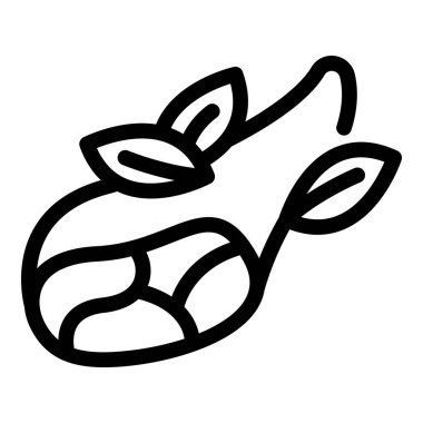 Yapraklı bir şeftalinin basit taslak çizimi, simgeler veya logolar için idealdir