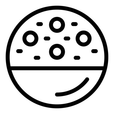 Basit ve büyüleyici siyah-beyaz kurabiye ikonu resim minimalist çizgi sanat tarzı, fırın, şekerleme veya gurme tasarımları için mükemmel