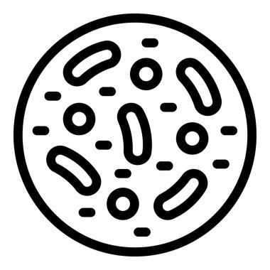 Petri kabında bakteri kültürünün basitleştirilmiş çizimi, bilimsel ve eğitici kullanım için ideal