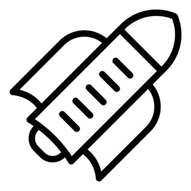 Beyaz arkaplandaki bir uzay roket simgesinin basitleştirilmiş vektör illüstrasyonu