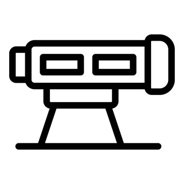 Astronomi temaları için ideal olan beyaz arkaplandaki bir teleskobun vektör çizgisi