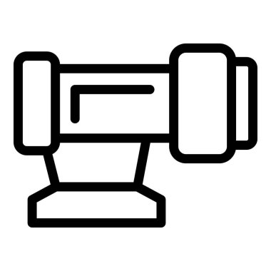 Profesyonel bir video kamera simgesinin açık ve koyu siyah ve beyaz bir şekilde basitleştirilmiş bir illüstrasyonu