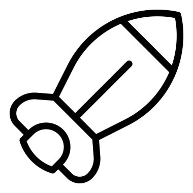 Düz dizaynlı bir uzay roketi simgesinin siyah ve beyaz çizimi