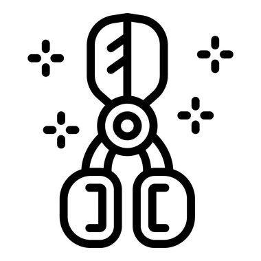 Siyah ve beyaz çizgili sanat tasviri stilize edilmiş bir makas, bir simge veya logo kadar uygun