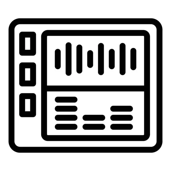 stock vector Vector illustration of a stylized digital tablet displaying a spreadsheet, in a black and white icon format