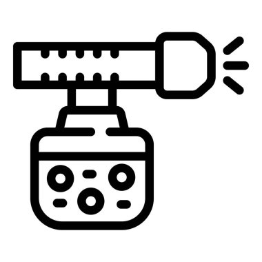 Dijital video kamera tasvir eden siyah beyaz çizgi sanat simgesi, multimedya kavramları için ideal