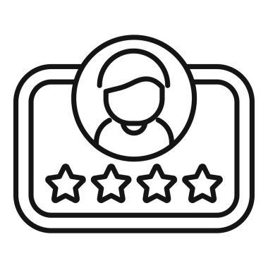 Kullanıcı profili ve beş yıldızlı derecelendirme sistemine sahip özet vektör simgesi