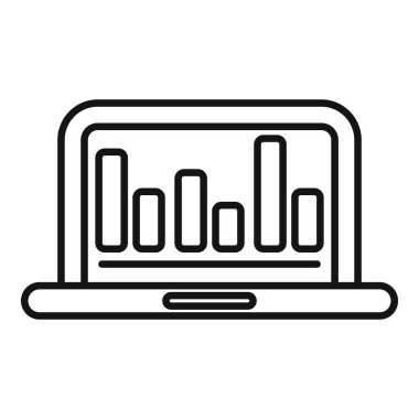 Ekranında bir çubuk grafiğini gösteren basit bir dizüstü bilgisayar simgesi