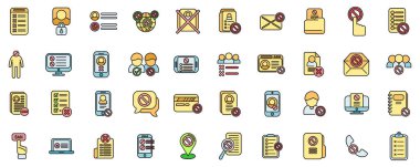 Kara liste simgeleri ana hat vektörünü ayarlayın. Kişi hesabı. Avatar beyaz üzerine ince çizgi rengini sil