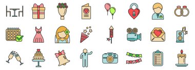 Olay planlama simgeleri ana hatları belirler. Uygulama takvimi. İşlem zamanı ince çizgi rengi beyaz üzerine düz