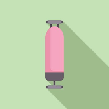 Yeşil arka planda gölgesi olan pembe bir kaykayın minimalist düz tasarım vektör çizimi