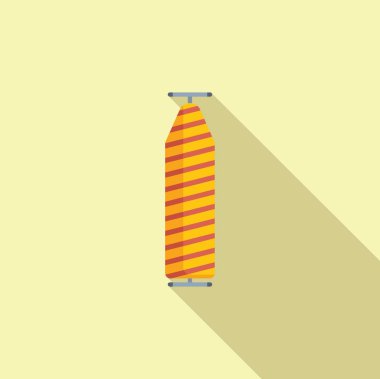 Retro çizgili kaykay tasarımı güneşli sarı bir arkaplanda gölge bırakıyor