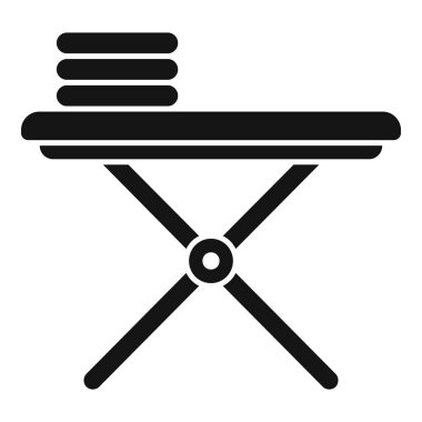 Ev işleri ve çamaşır temaları için taşınabilir katlanabilir ütü masasının düz tasarım vektör simgesi