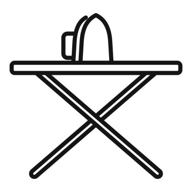 Simgeler veya talimatlar için uygun buharlı ütü levhası ile basit bir siyah çizgi sanatı