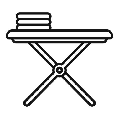 Beyaz üzerine izole edilmiş, basit bir ütü masasının siyah ve beyaz vektör çizgisi sanatı