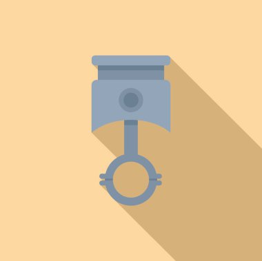 Sıcak bej arkaplan üzerinde bir motor pistonunun basit ve modern düz tasarım vektörü grafiği