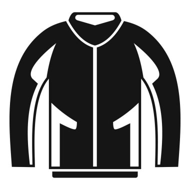 Moda temaları için uygun, fermuarlı bir ceketi temsil eden basitleştirilmiş siyah beyaz simge