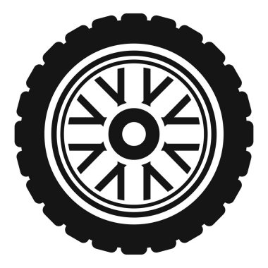 Tek renkli lastikli ve kenarlı basit bir araba tekerleği simgesi grafiği