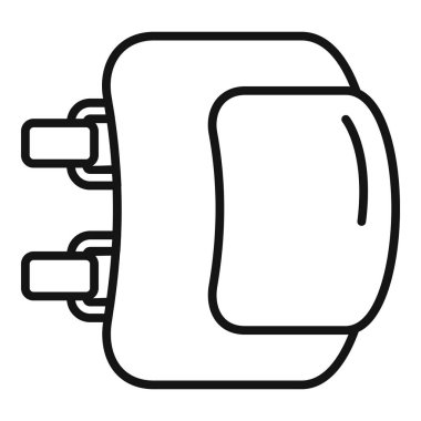 Beyaz arka planda izole edilmiş siyah beyaz çizgili emniyet kemeri tokası.