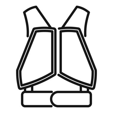 Güvenlik ve acil durum yüzdürme cihazı için siyah ve beyaz bir yelek ikonu tasviri, deniz ekipmanları, kurtarma ve denizcilik kullanımı için mükemmel