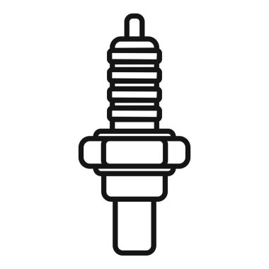 Bir bujinin siyah beyaz çizgi sanat vektörü, otomotiv temaları için uygundur
