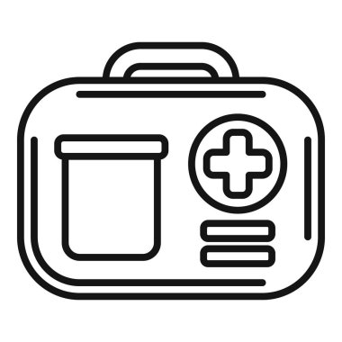 Tıbbi grafikler için ideal olan ilk yardım çantasının basit siyah beyaz çizimi