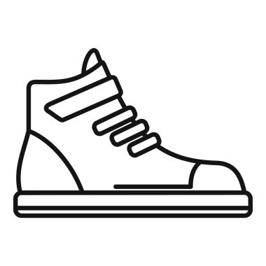 Beyaz arka planda izole edilmiş klasik bir spor ayakkabısının basit siyah çizgi çizimi