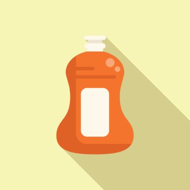 Beyaz arka planda izole edilmiş, boş etiketli deterjan şişesinin renkli çizimi. Temizlik ürünü ambalajı için modern ve canlı vektör tasarımı