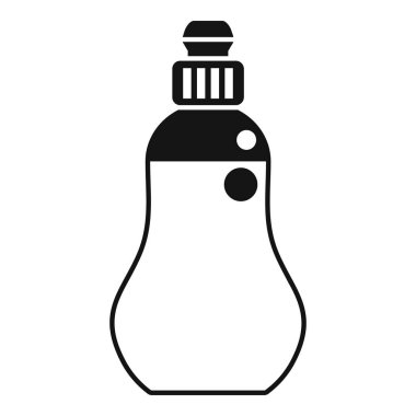 Siyah beyaz bir deterjan şişesinin basitleştirilmiş vektör simgesi, çeşitli tasarım kullanımları için uygundur.