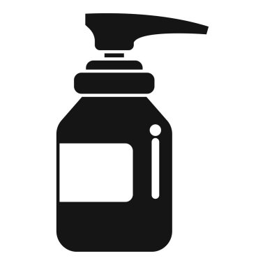Pompa dağıtıcı şişesinin siyah beyaz basit bir simgesi, çeşitli tasarımlar için uygun.