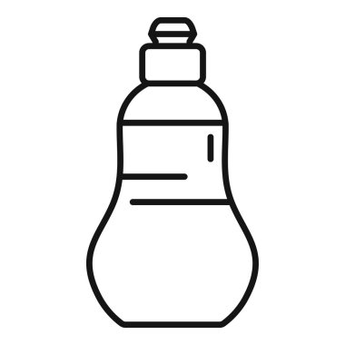 Yeniden kullanılabilir bir su şişesinin basit siyah beyaz çizgisi.