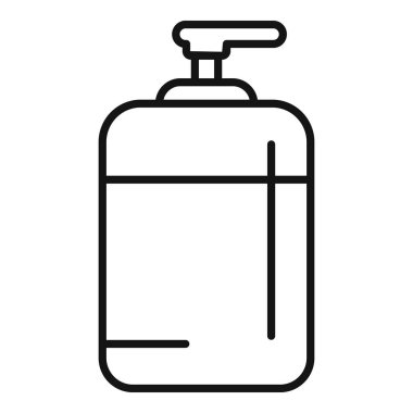 Simgeler veya talimatlar için uygun bir el dezenfektanı pompa şişesinin basit siyah beyaz çizimi