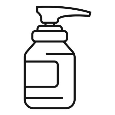 Bir el dezenfektanı şişesinin siyah beyaz çizimi, çeşitli tasarımlar için uygundur.