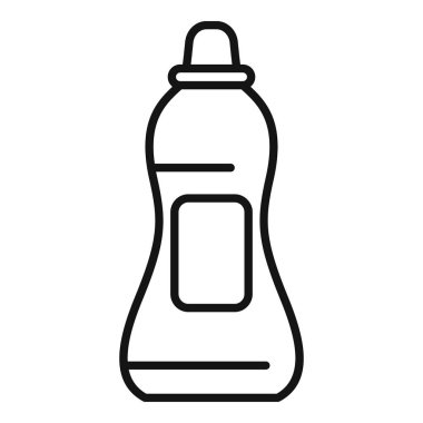 Temizlik ürünü şişesinin basitleştirilmiş vektör çizgisi çizimi, simgeler ve etiketler için mükemmel