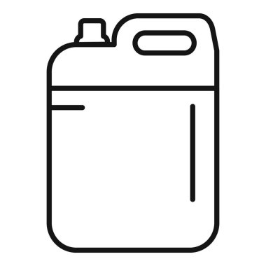 Standart bir plastik galonun vektör çizgisi çizimi, simgeler veya öğretici materyal için mükemmel