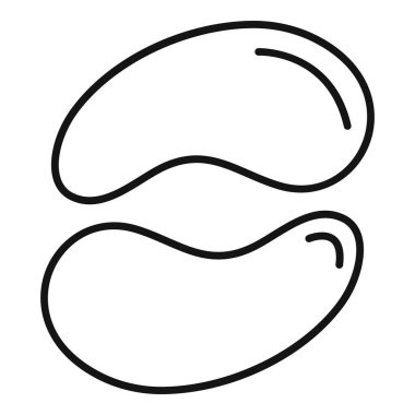 Beyaz arka planda izole edilmiş iki kahve çekirdeğinin ana hatlarını gösteren bir resim.