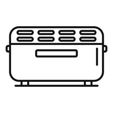 Parlak, çağdaş bir tost makinesi tasarımının siyah beyaz çizgisi mutfak simgeleri için uygun.