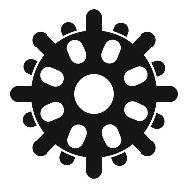 Beyaz arkaplanda izole edilmiş koyu siyah renkli bir dişli simgesinin basit vektör çizimi