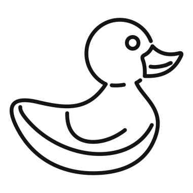 Logolar, simgeler ve çocuk boyama kitapları için uygun siyah beyaz bir ördek çizimi