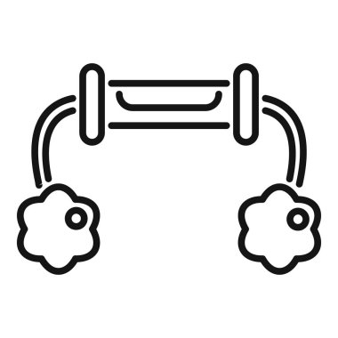 Ayarlanabilir direnç el tutuşu güçlendirme ikonu ve egzersiz ekipmanları için çizgi çizgisi çizimi. Fitness. Jimnastik. Kas antrenmanı. Ön kol sağlığını ve sağlığını geliştirmek için mükemmel.