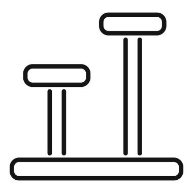 Beyaz arka planda sanatsal jimnastiğin siyah çizgi vektör çizimi