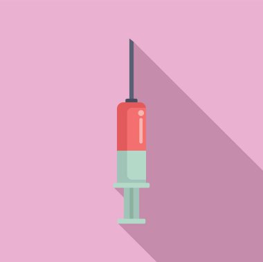 Basit pembe zemin üzerinde iğne bulunan tıbbi şırınganın vektör grafikleri