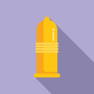 Mor zemin üzerinde parlak sarı bir yangın musluğunun düz tasarımı, güvenlik temaları için uygun.