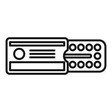 Detaylı delikli giriş biletinin siyah ve beyaz vektör çizimi