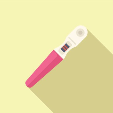 Yumuşak pastel arka planı olan pozitif hamilelik testinin düz tasarım vektör çizimi