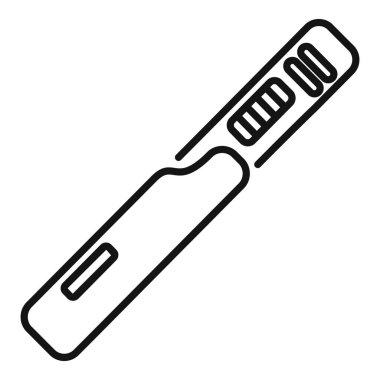 Beyaz arka planda izole edilmiş basit çizgi sanat tasarımı ile minimal siyah beyaz hamilelik testi ikonu çizimi