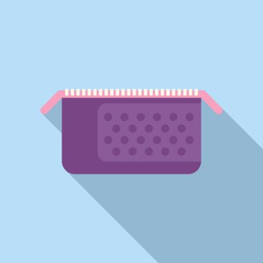 Mavi arkaplanda gölgesi olan biçimlendirilmiş mor bir takvim içeren düz tasarım simgesi